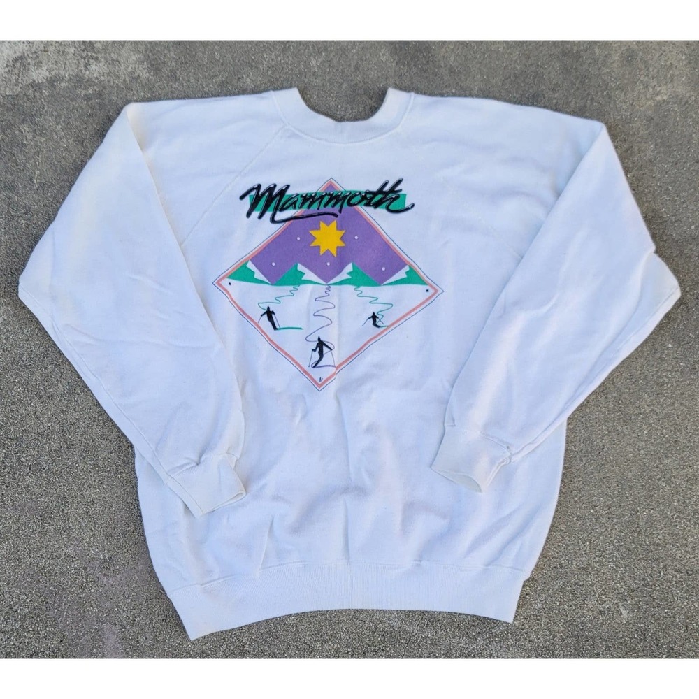 Vtg Hanes Mammoth Skiing Crewneck Pullover Sweatshirt